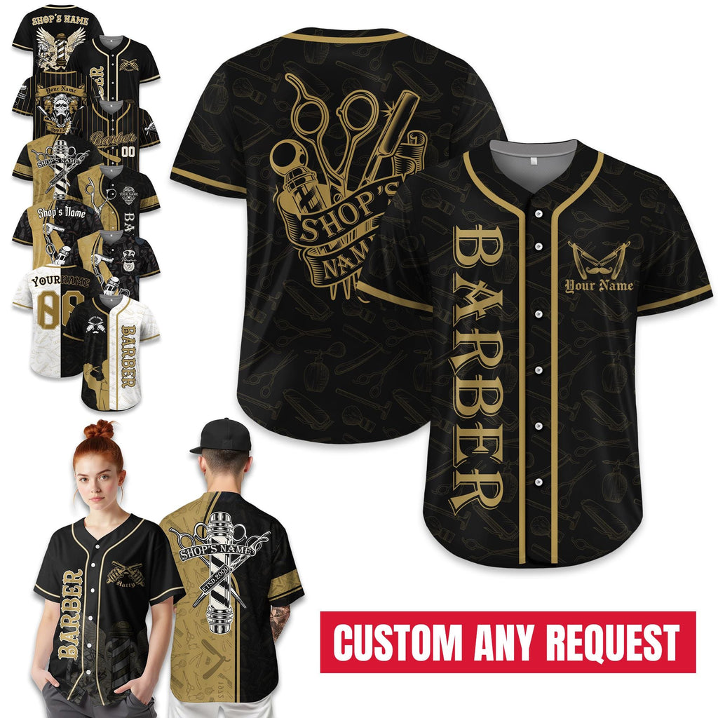 Personalized Name Hair Stylist Barber Baseball Jersey for Men Women Youth Kid, Custom Hairdresser Baseball Jersey Uniform, Barber Shop Gifts