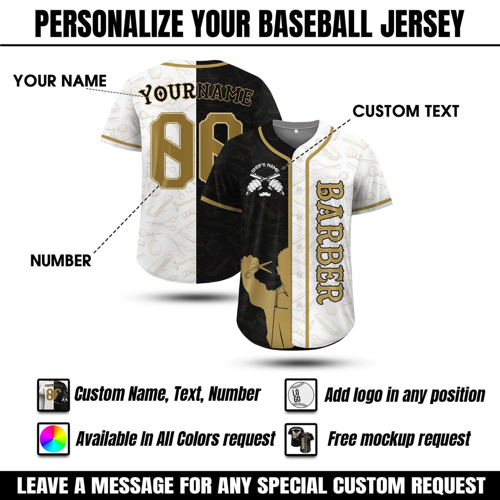 Personalized Barber Baseball Jersey, Barbershop Crew Uniform