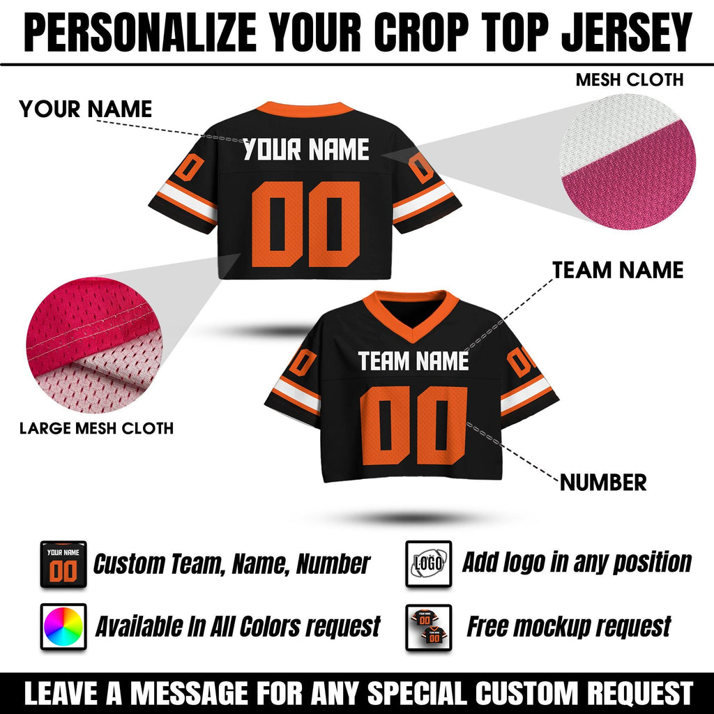 Personalize Team Name Number Logo Crop Football Jersey, Custom Crop top Women Sports Cheerleading Jerseys, Perfect Gift for Girlfriend