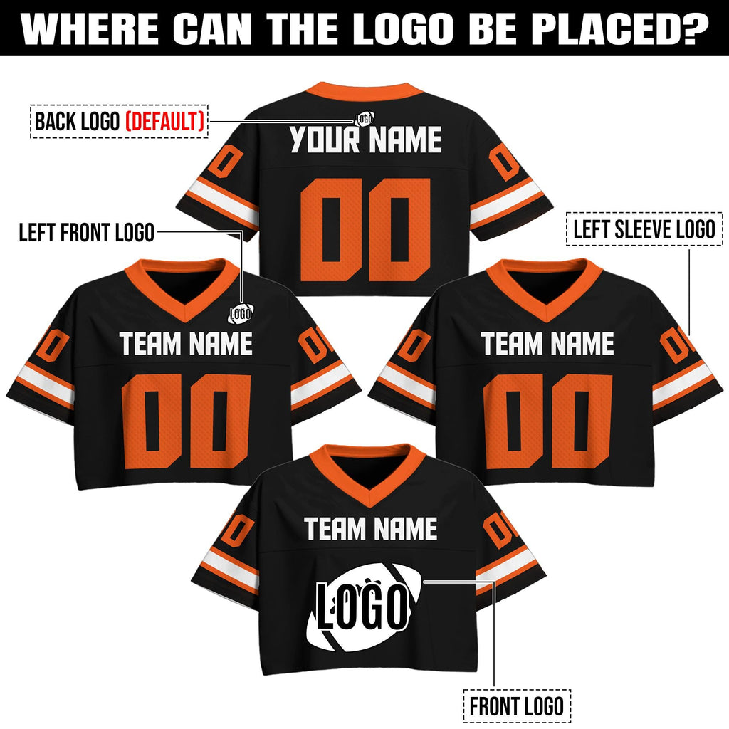 Personalize Team Name Number Logo Crop Football Jersey, Custom Crop top Women Sports Cheerleading Jerseys, Perfect Gift for Girlfriend