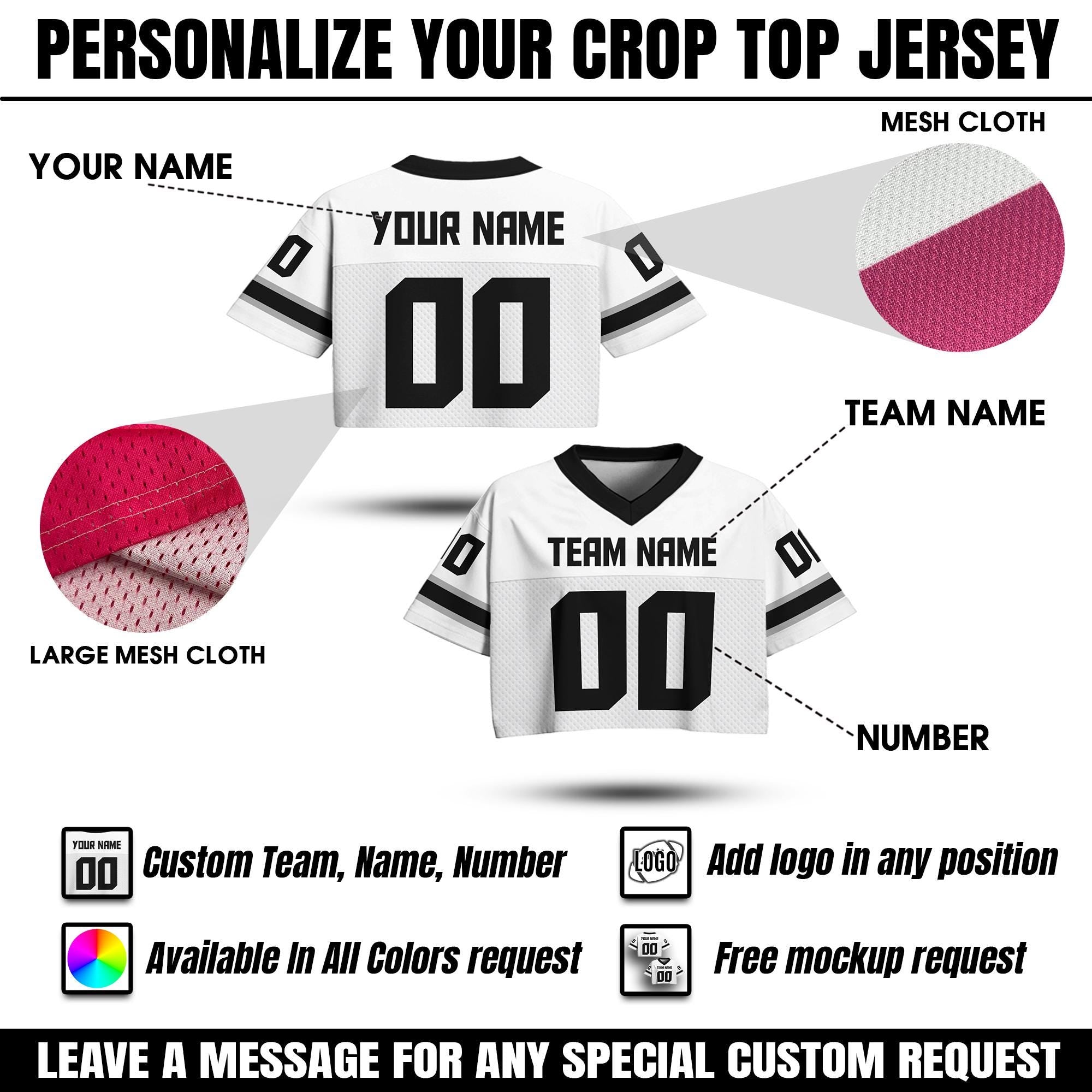 Personalize Crop top Football Jersey for Concert, Custom Team Name Number Logo Women Sports, Concert outfit Perfect Gift for Women and Fans