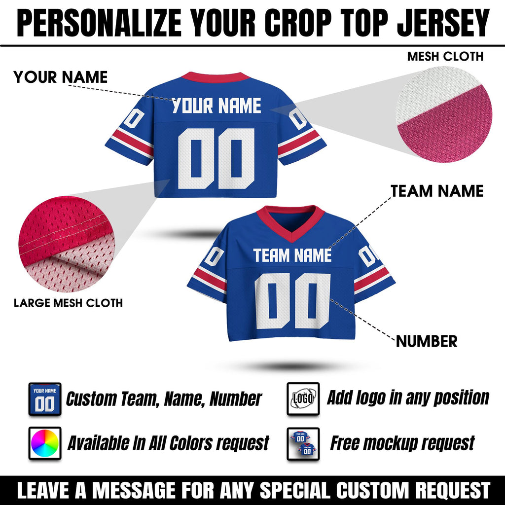 Personalize Crop top Football Jersey for Women Girl, Custom Team Name Number Logo, Concert shirt, Cheer jersey, Streetwear Women Sports