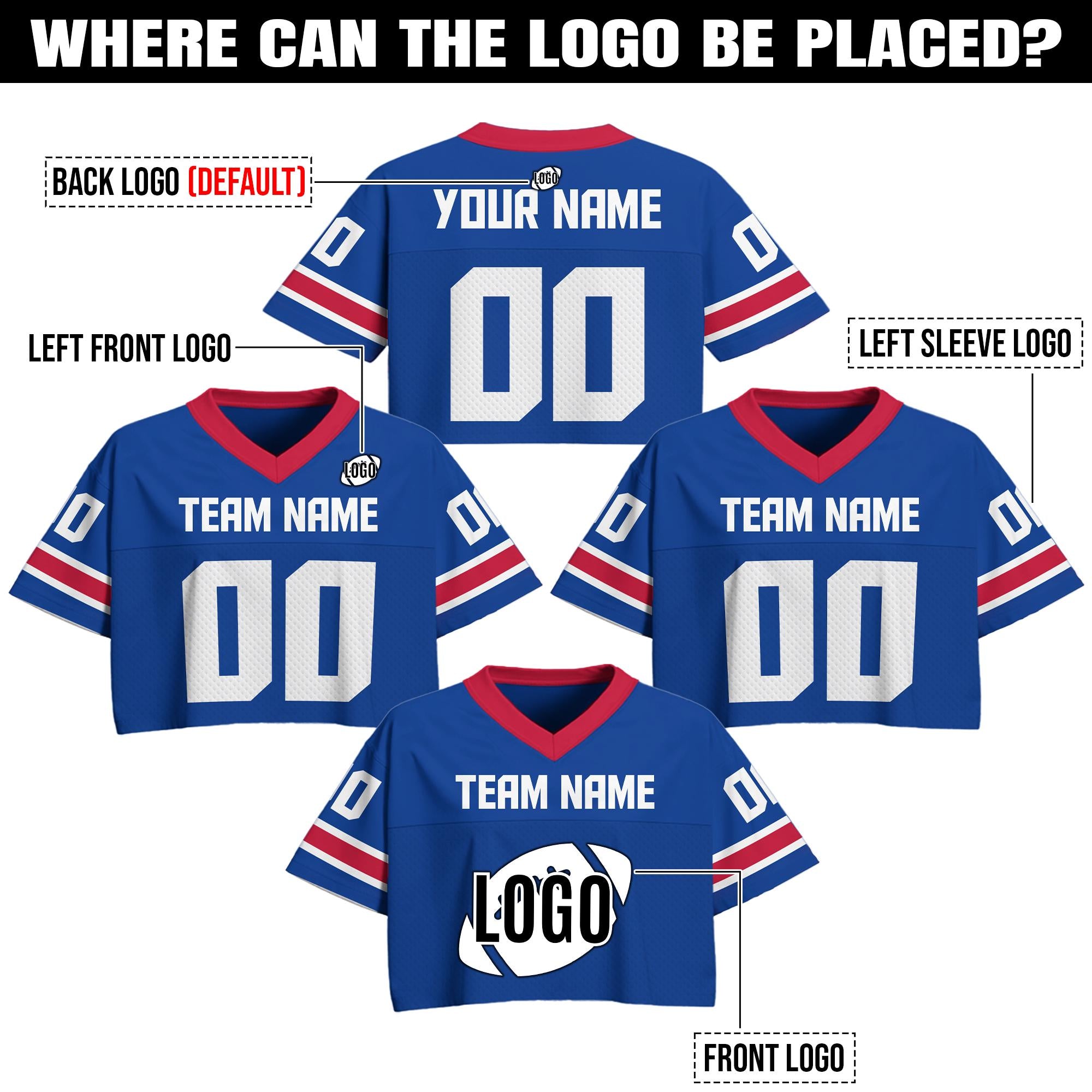 Personalize Crop top Football Jersey for Women Girl, Custom Team Name Number Logo, Concert shirt, Cheer jersey, Streetwear Women Sports