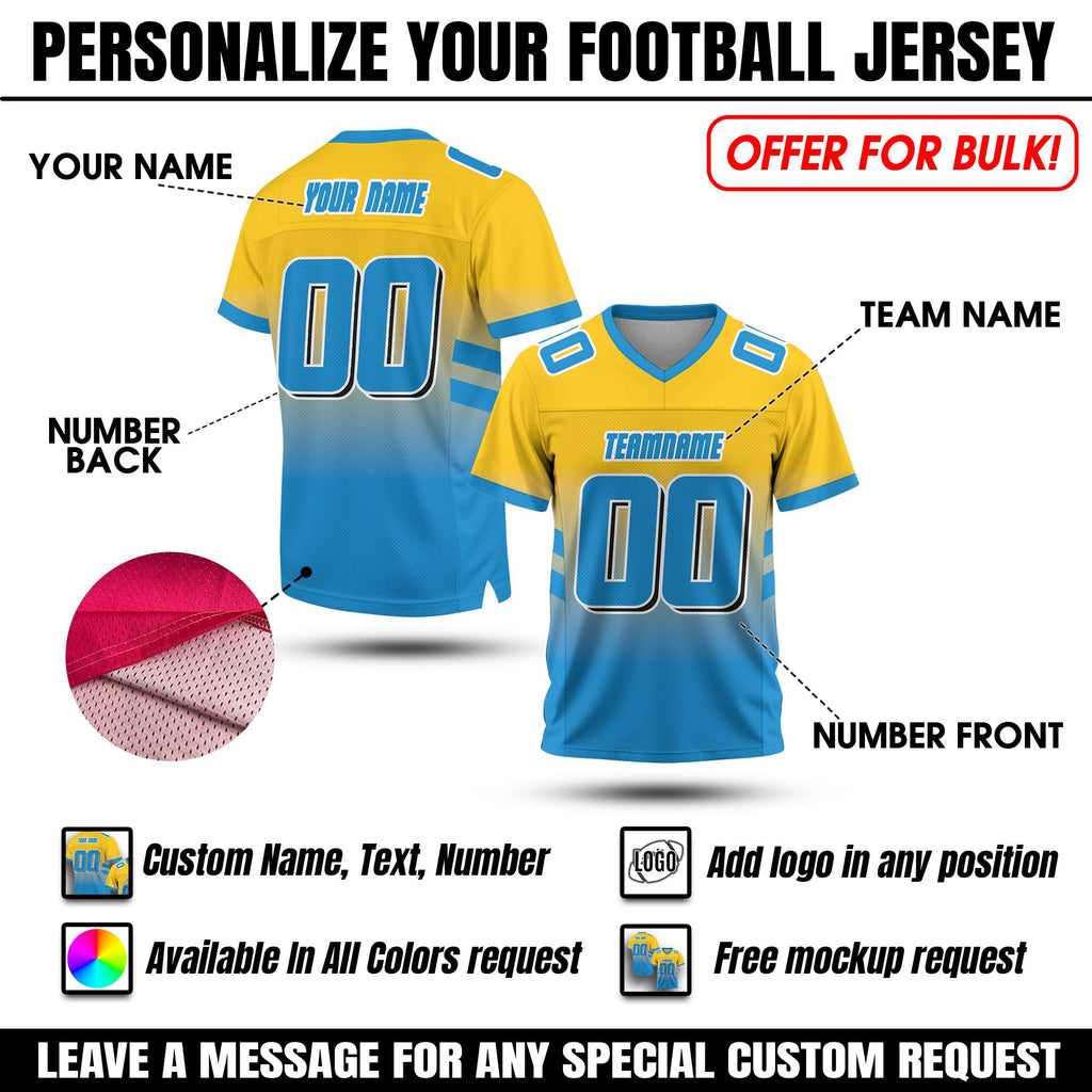 Custom Football Jersey for Men Women Youth Kid, Personalized Football fan Gift Add Team Name Number Logo, Short Sleeves V-Neck Shirt
