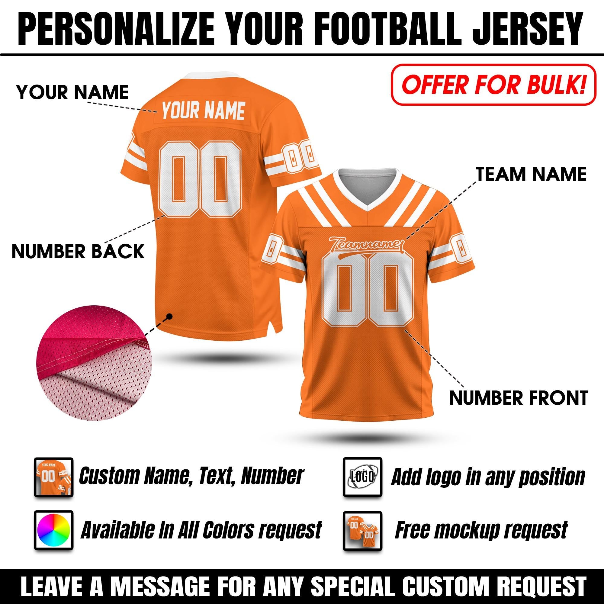 Custom Team Name Number Logo Football Mesh Jersey for Men Women Youth Kid Personalized Football fan Gift Short Sleeves V-Neck Shirt for Fan