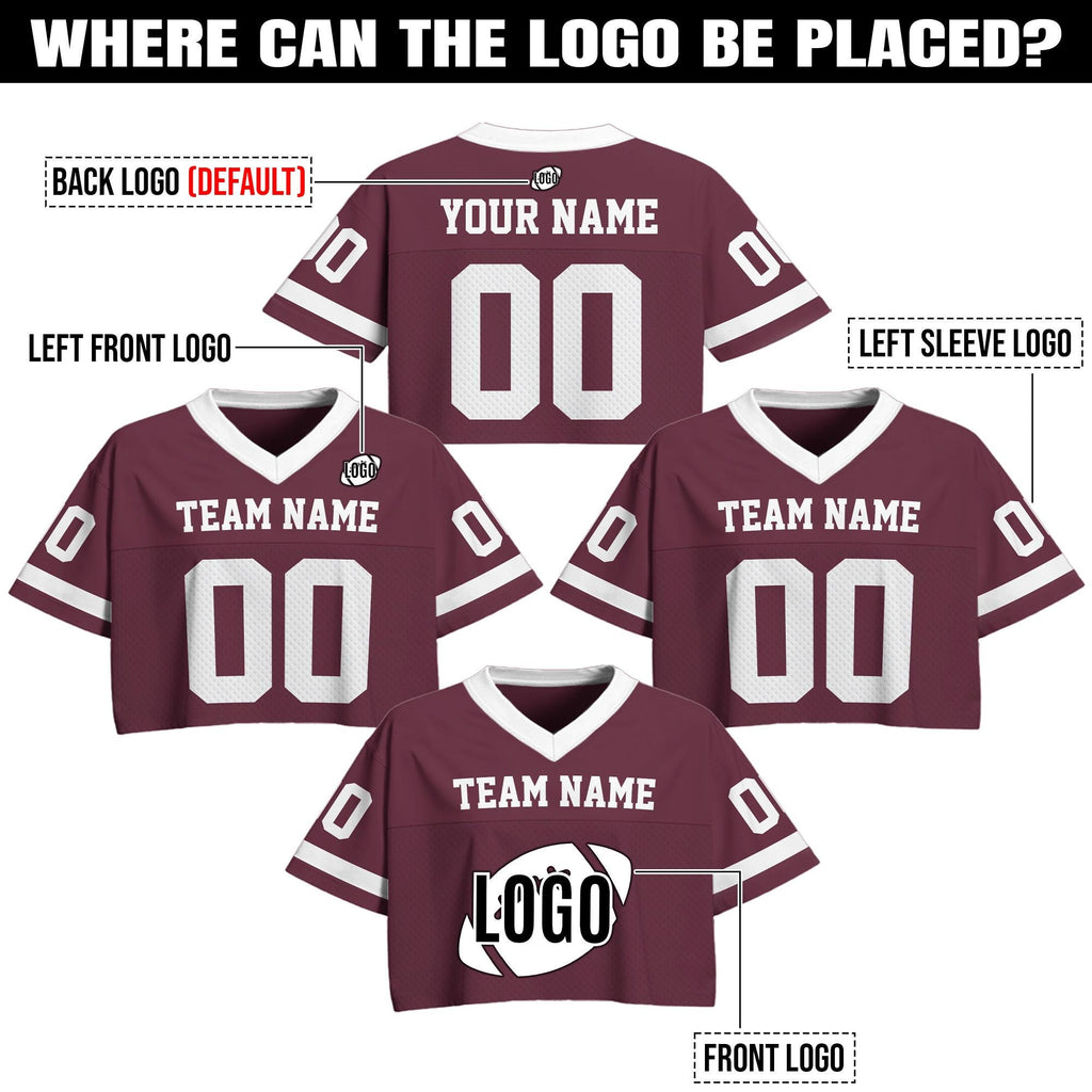 Personalized Women's Jersey Crop top, Custom Team Name Number Crop Jersey Shirt V neck, Sports Girl Outfit Hip Hop Streetwear Mesh Polyester