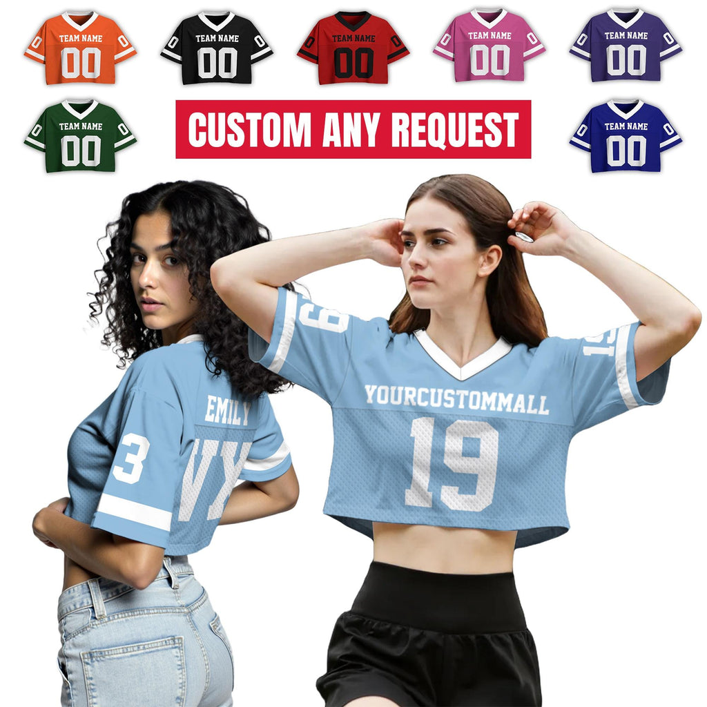 Custom Team Name Number Logo Women's Croptop Football Jersey Cheerleading Uniform, Custom Crop top for Women Hip Hop Streetwear Top Style