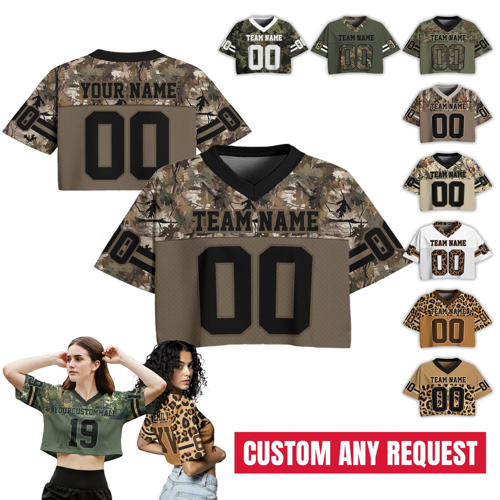 Personalized Women's Crop Top Football Jersey Custom Team Name Number Logo Women Crop Tee, Streetwear Sports Cropped Tshirt Gift for her
