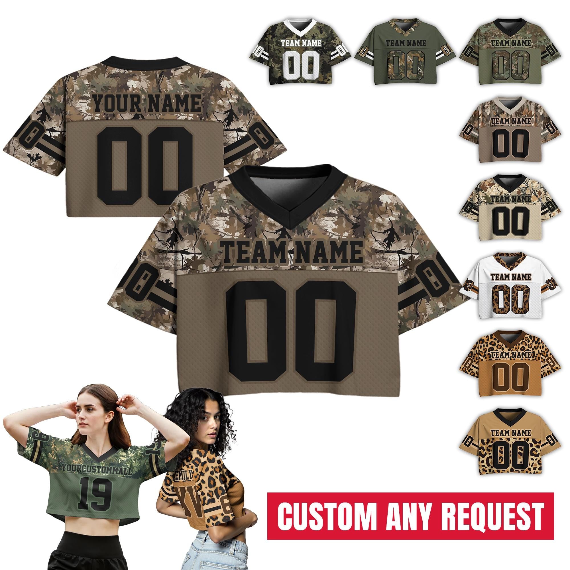 Personalized Women's Crop Top Football Jersey Custom Team Name Number Logo Women Crop Tee, Streetwear Sports Cropped Tshirt Gift for her