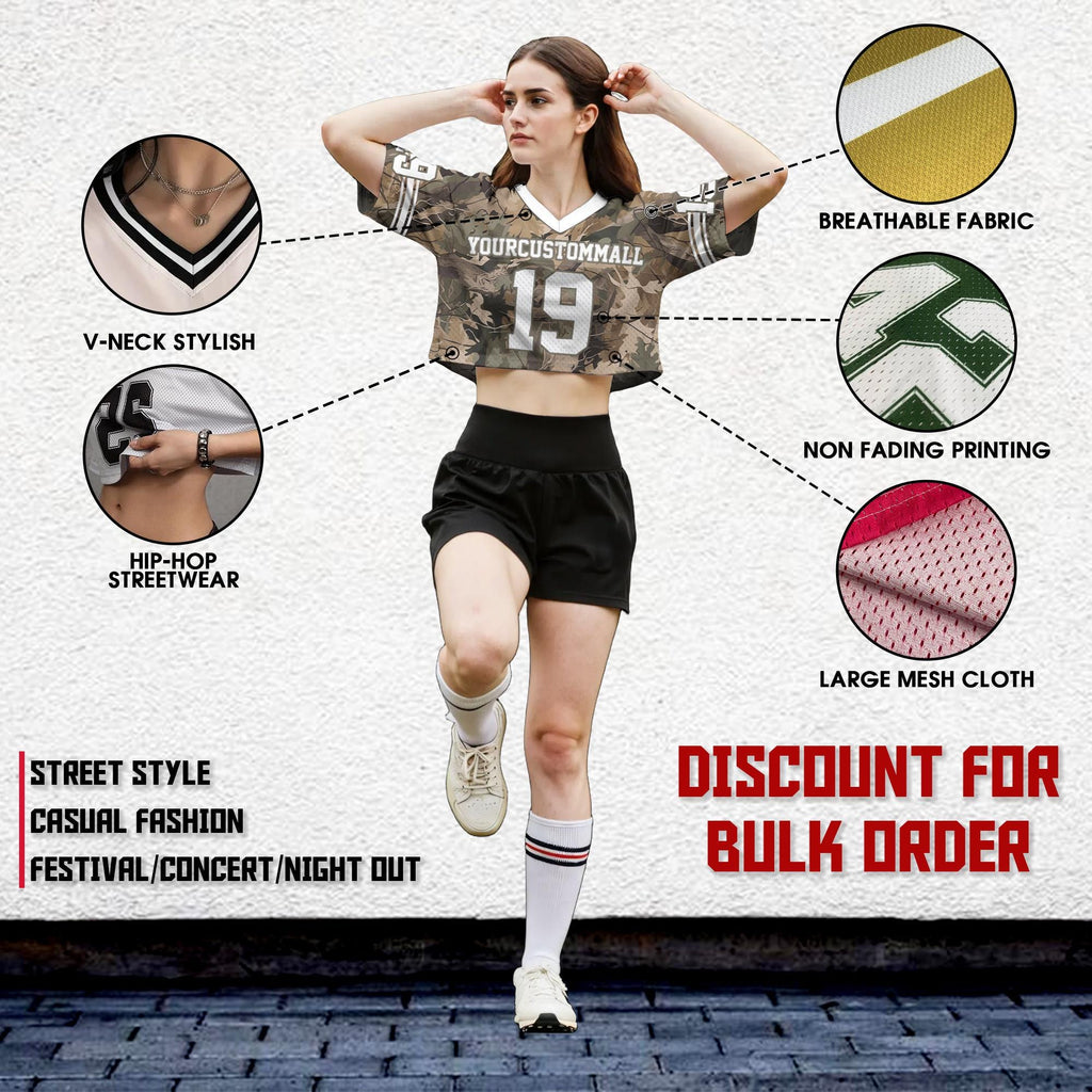 Personalized Team Name Number Cropped Football Jersey for Women Girls Custom Women Crop Tee Streetwear Top Tour Concert Outfit Gift for her