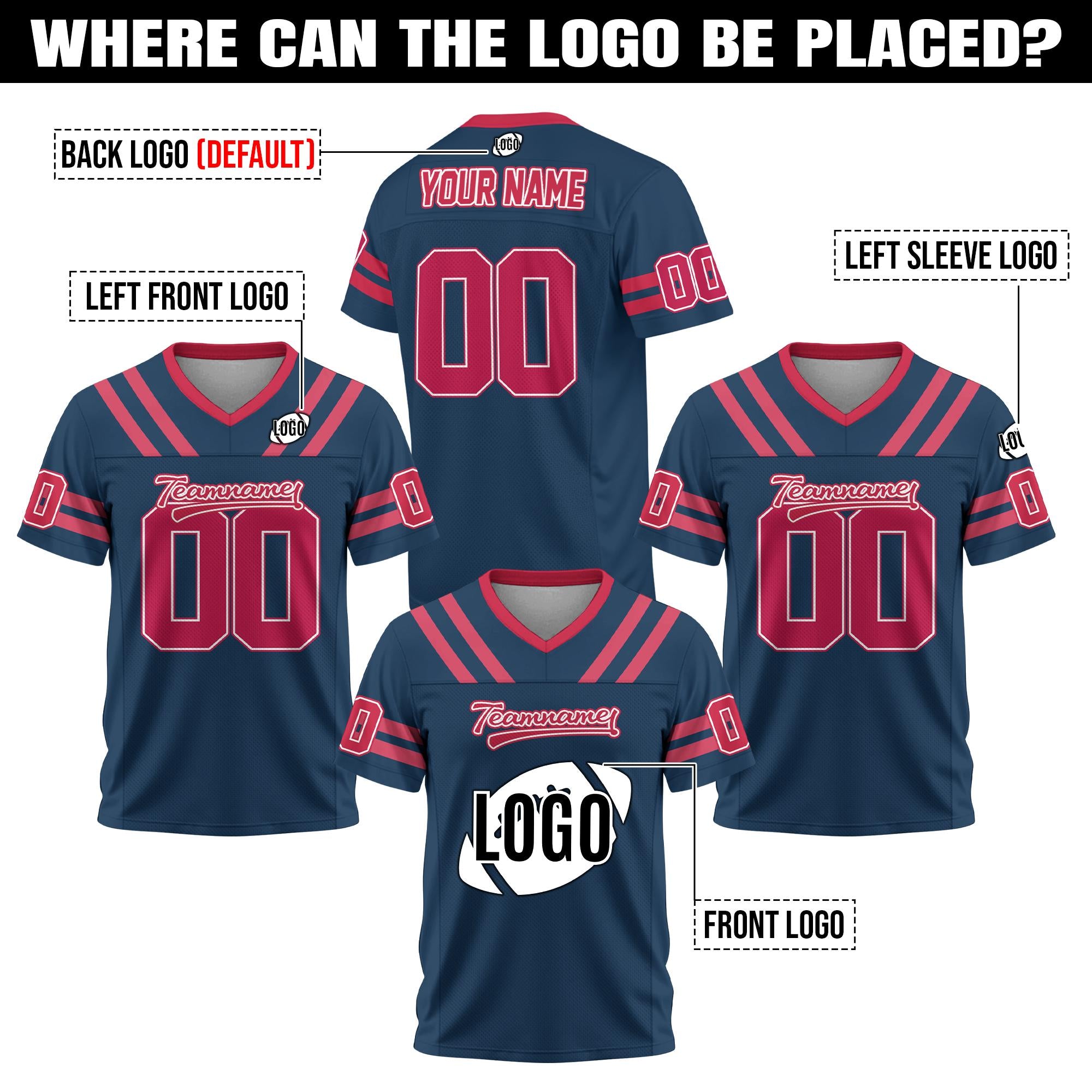 Personalized Mesh Football Jersey for Men Women Youth Kid, Custom Team Name Number Logo Football fan Gift Shirt for Fan Game Day Jersey
