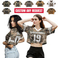 Personalized Camo Football Jersey for Women Girls, Custom Crop Top with Name and Number Streetwear Shirt Concert Outfit, Camouflage Jersey