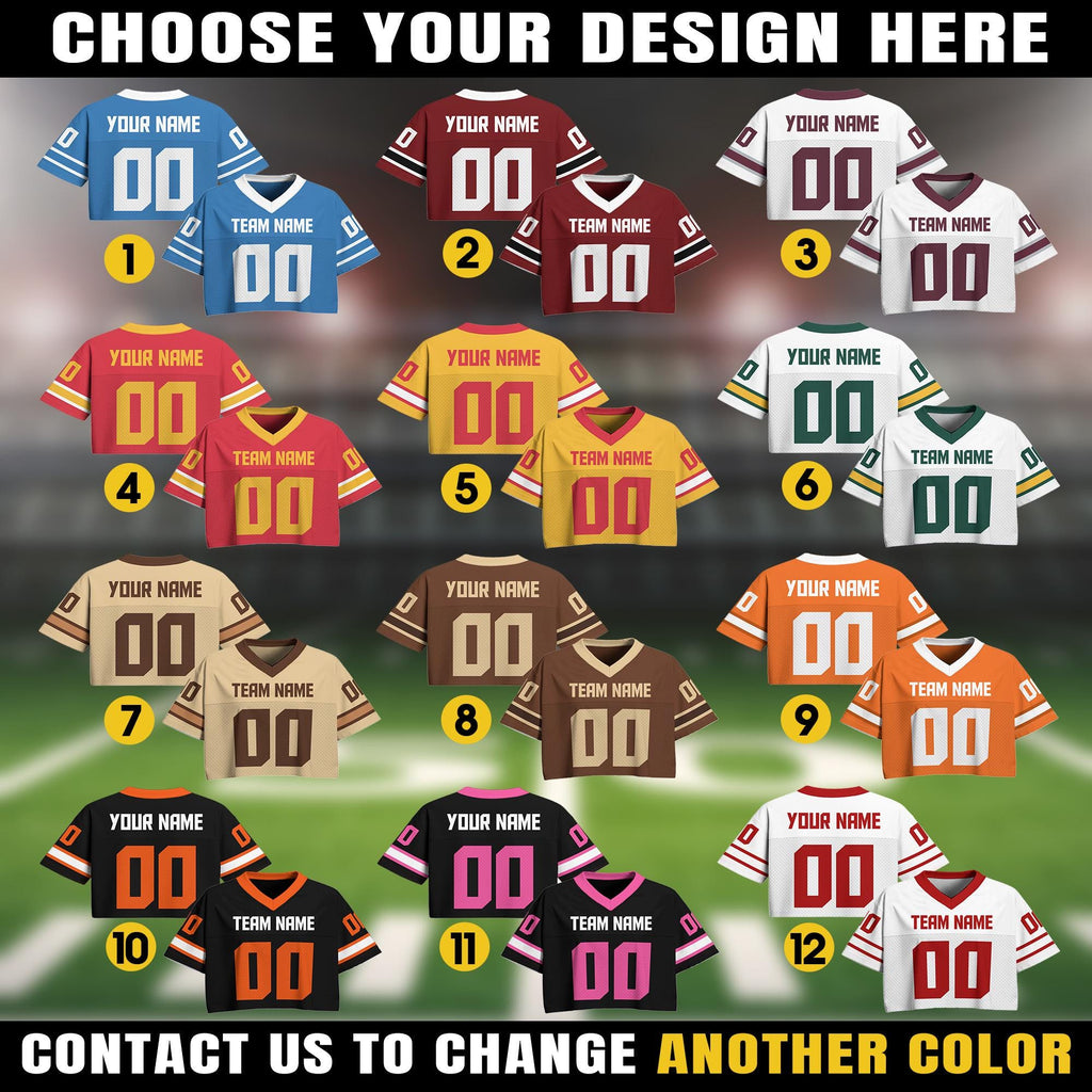 Personalize Team Name Number Logo Crop Football Jersey, Custom Crop top Women Sports Cheerleading Jerseys, Perfect Gift for Girlfriend