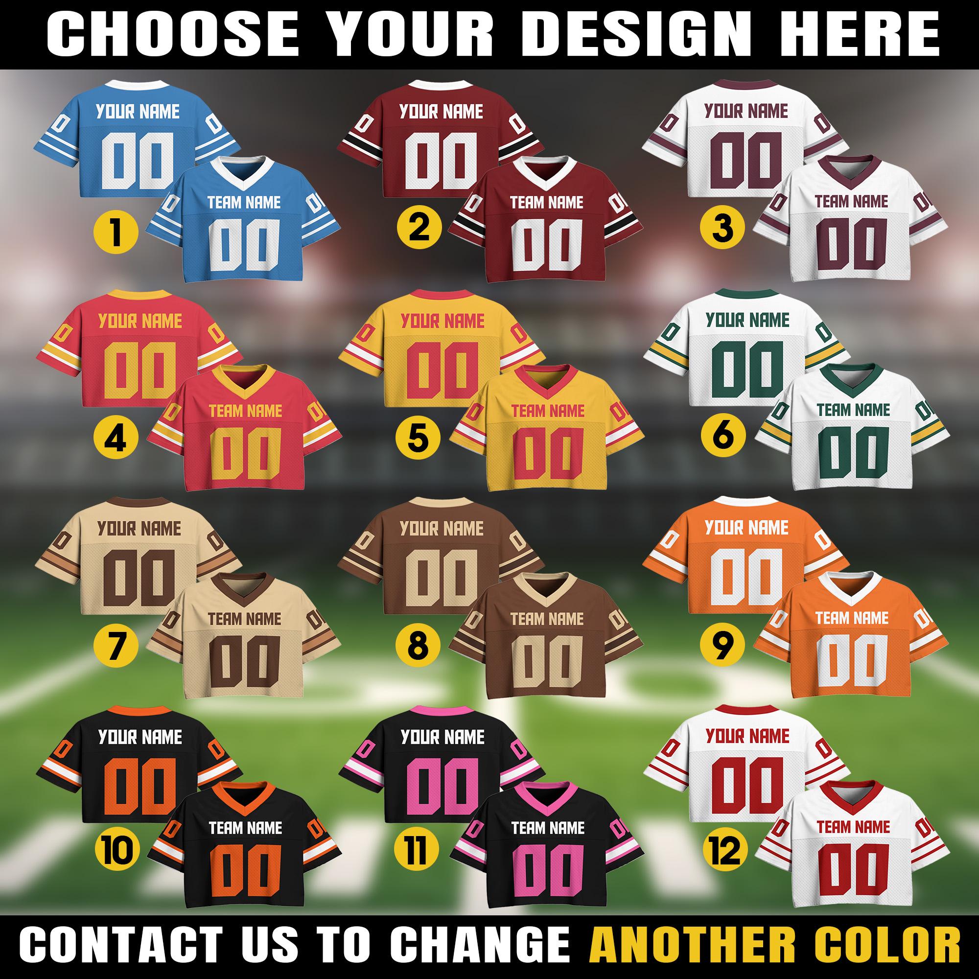 Personalize Crop top Football Jersey for Women Girl, Custom Team Name Number Logo, Concert shirt, Cheer jersey, Streetwear Women Sports