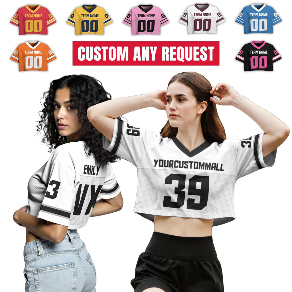 Personalize Crop top Football Jersey for Concert, Custom Team Name Number Logo Women Sports, Concert outfit Perfect Gift for Women and Fans