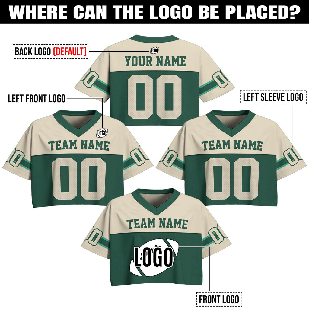 Personalize Crop Football Jersey for Women & Girls, Custom Team Name Number Logo Women, Streetwear Shirts Tour Concert Shirt Cheer Jersey