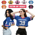 Personalize Crop top Football Jersey for Women Girl, Custom Team Name Number Logo, Concert shirt, Cheer jersey, Streetwear Women Sports