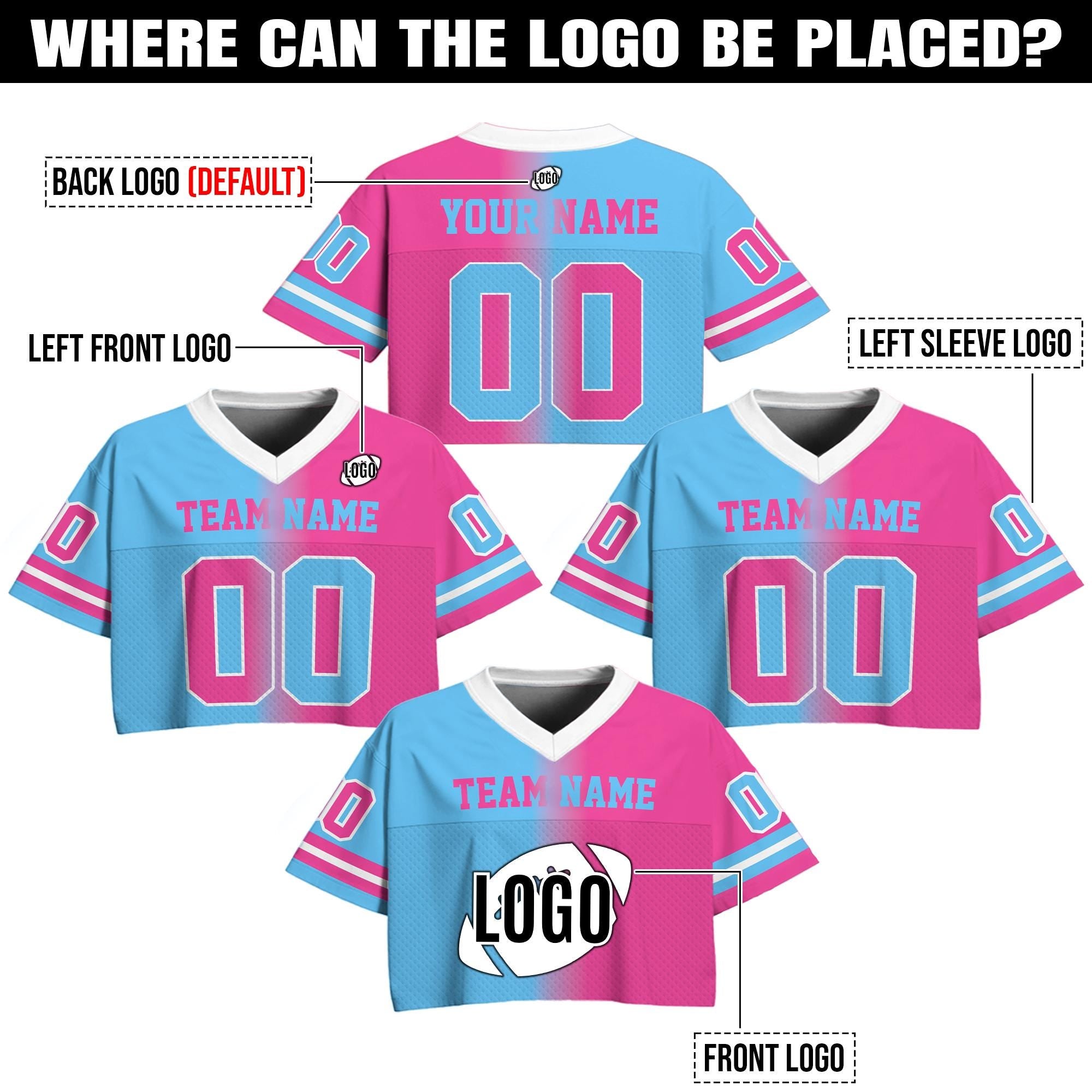 Custom Gradient Football Crop Jersey for Women Girl, Custom Streetwear Shirt Cheer Uniform Women, Add Your Own Design Game day outfit