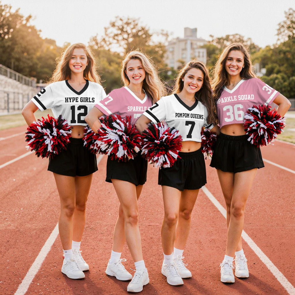 Custom Team Name Number Logo Women's Croptop Football Jersey Cheerleading Uniform, Custom Crop top for Women Hip Hop Streetwear Top Style