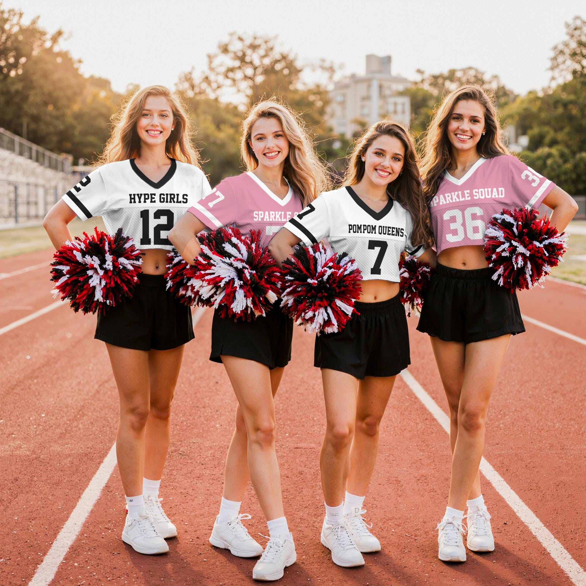 Custom Team Name Number Logo Women's Croptop Football Jersey Cheerleading Uniform, Custom Crop top for Women Hip Hop Streetwear Top Style