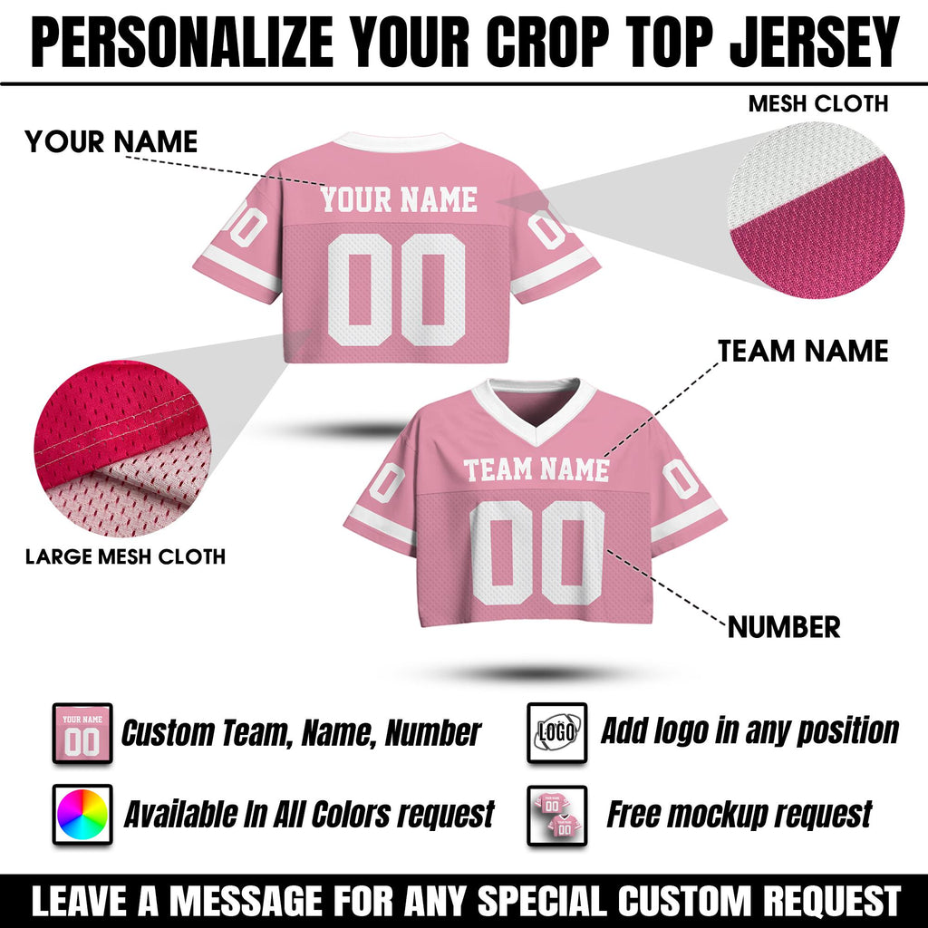 Custom Cheer Crop top Football Jersey for Women Girl, Custom Streetwear Shirt, Add Your Own Design Game day outfit, Ladies Team Fan Shirt