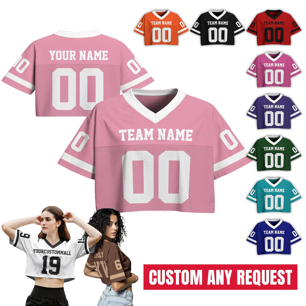 Custom Cheer Crop top Football Jersey for Women Girl, Custom Streetwear Shirt, Add Your Own Design Game day outfit, Ladies Team Fan Shirt