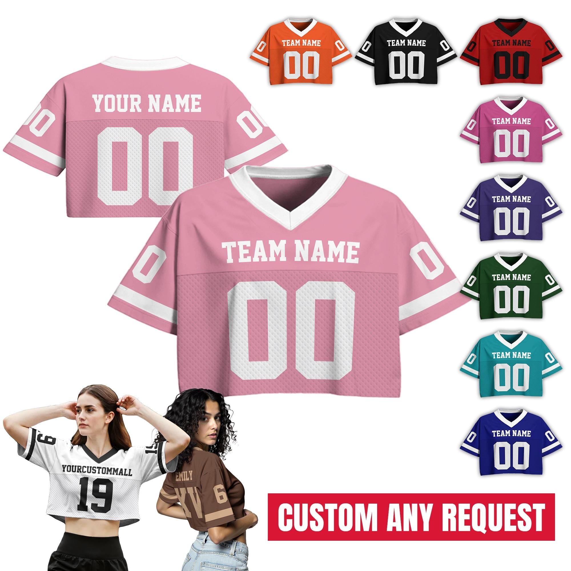 Custom Cheer Crop top Football Jersey for Women Girl, Custom Streetwear Shirt, Add Your Own Design Game day outfit, Ladies Team Fan Shirt