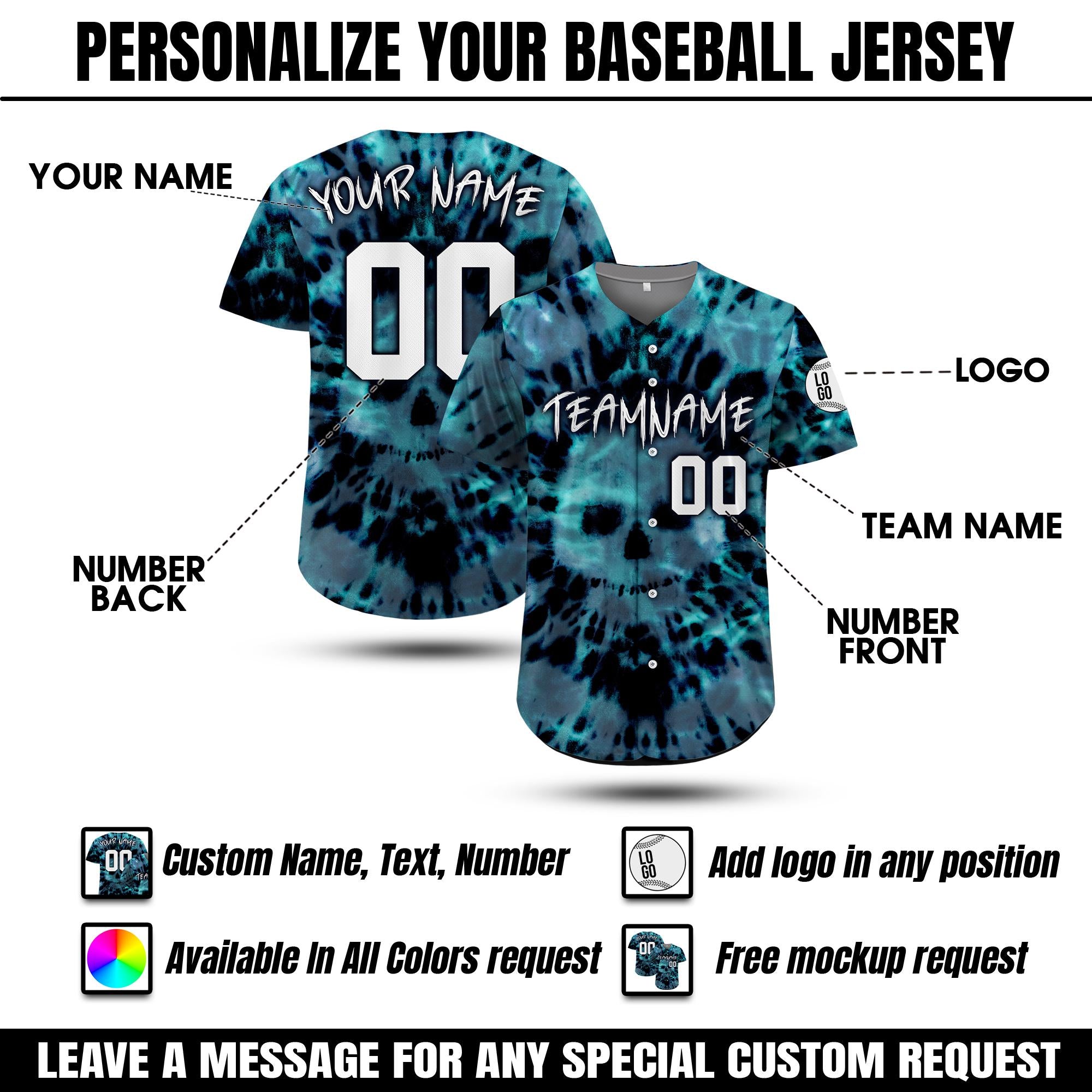 Custom Tie Dye Halloween Baseball jersey Halloween Jersey Outfit for Men Women Youth Kid, Team Jersey Horror Jersey Halloween Costume