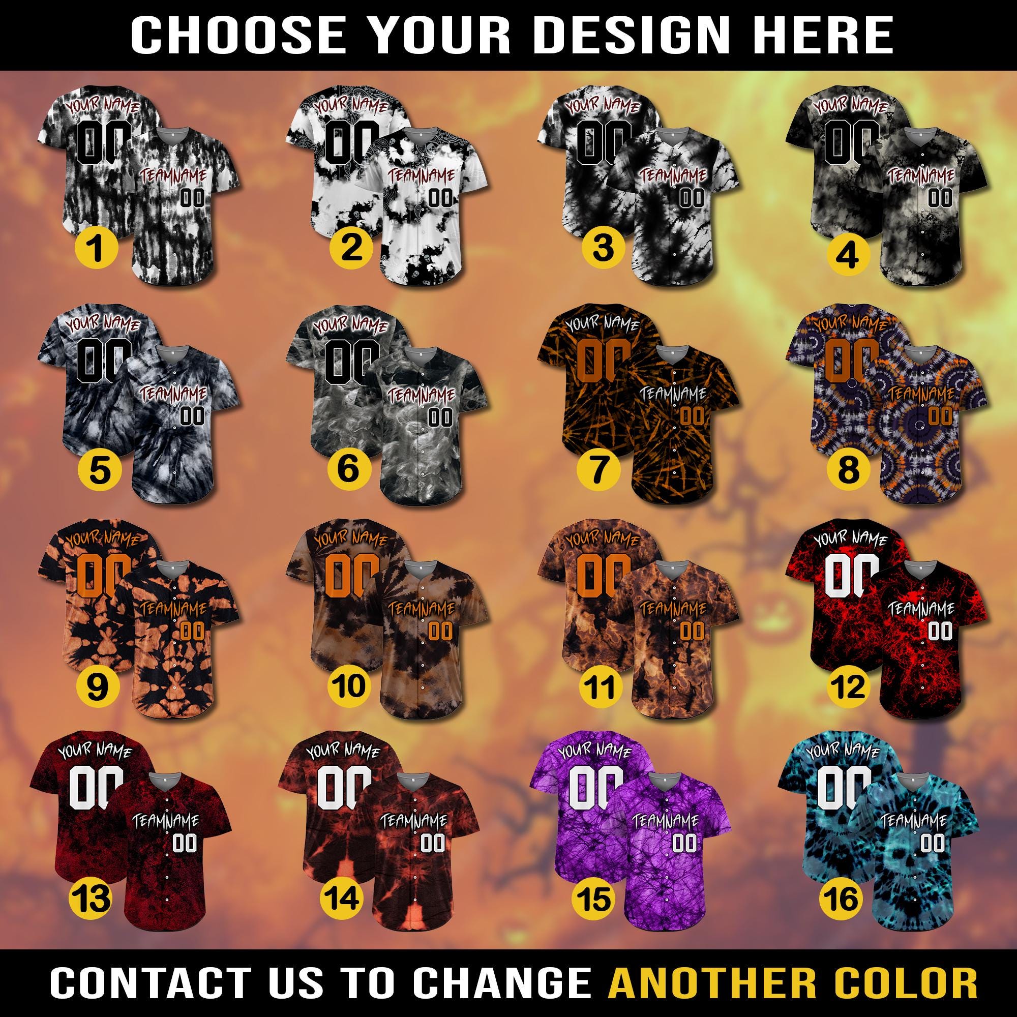Custom Tie Dye Halloween Baseball jersey for Men Women Youth Kid, Team Jersey Halloween Costume, Halloween Jersey Outfit, Horror Jersey