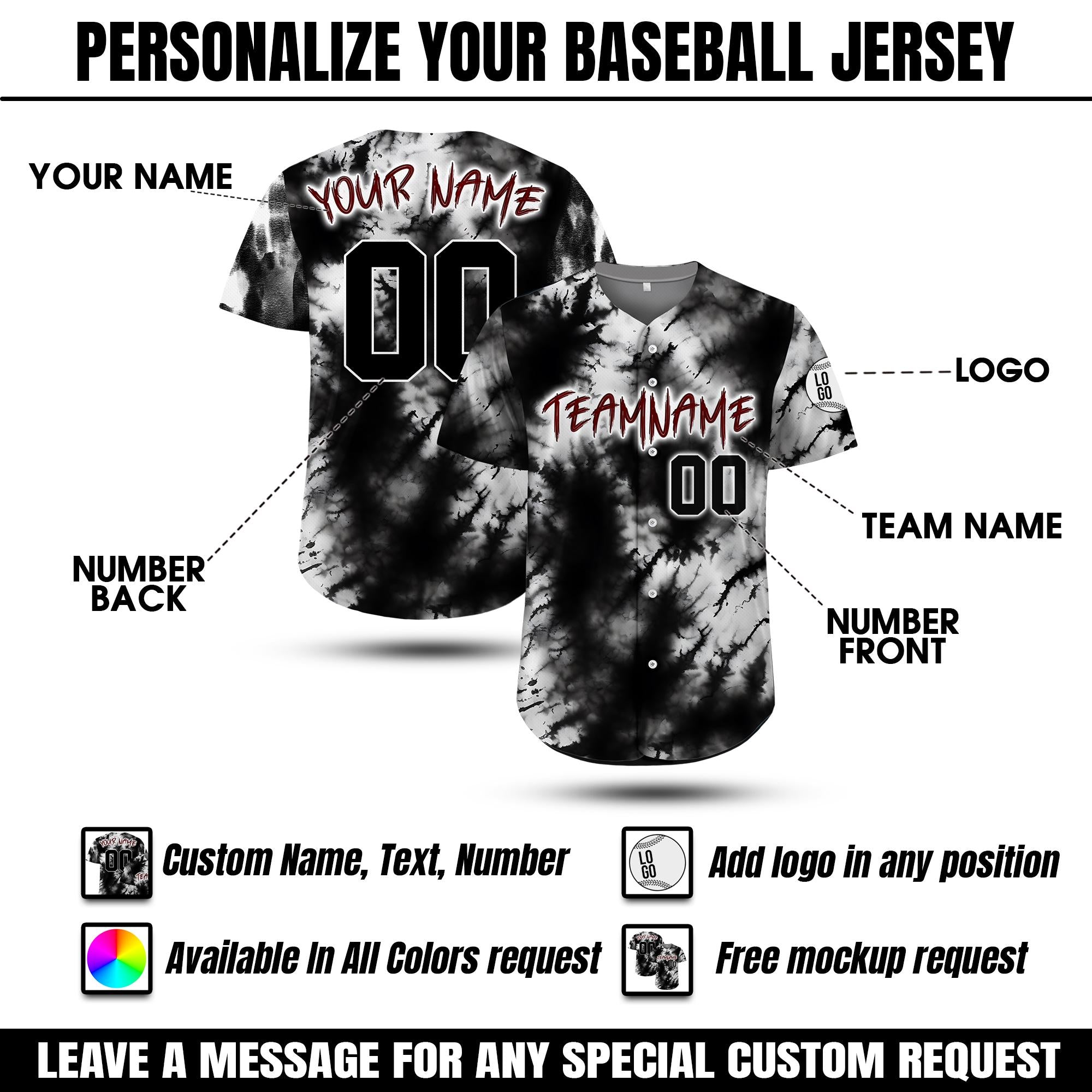 Custom Tie Dye Halloween Baseball jersey for Men Women Youth Kid, Team Jersey Halloween Costume, Halloween Jersey Outfit, Horror Jersey