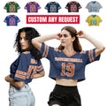 Personalize Sparkly Team shirt crop top for Women & Girls, Custom Cheer Football Jersey, Bling Jersey Glitter Football Tee Team Fan Jersey
