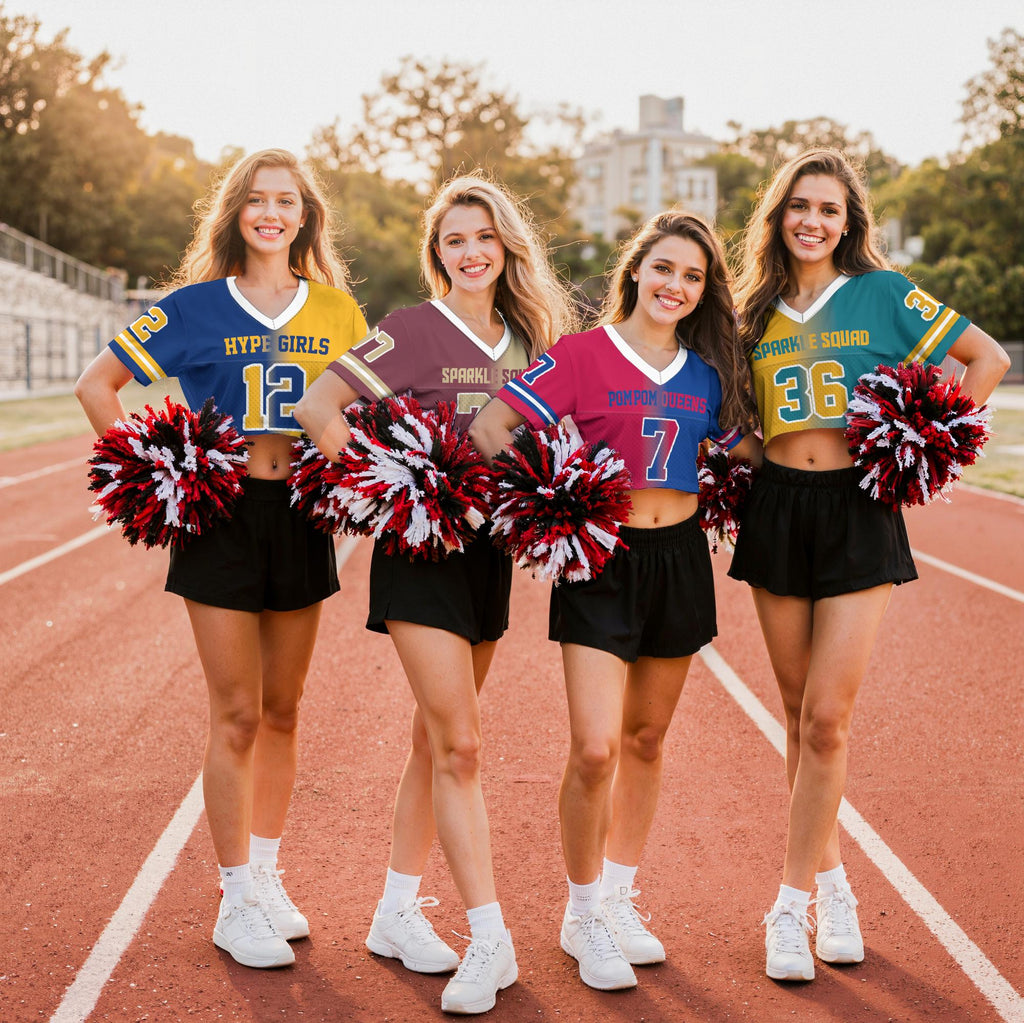 Custom Gradient Football Crop Jersey for Women Girl, Custom Streetwear Shirt Cheer Uniform Women, Add Your Own Design Game day outfit