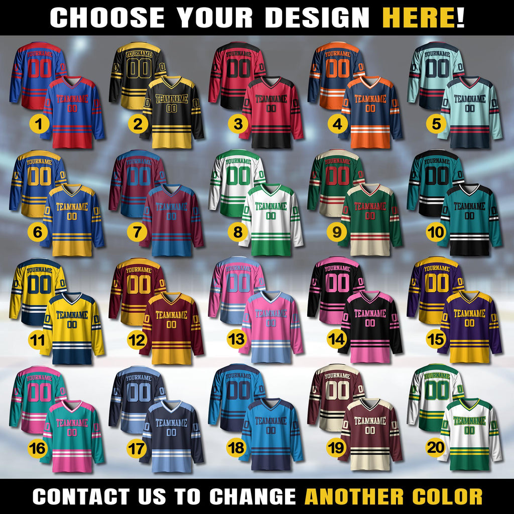 Personalized Team Name Number Men Hockey Jersey, Custom V-Neck Sports Jersey Ice Hockey Shirt Gifts for Couple