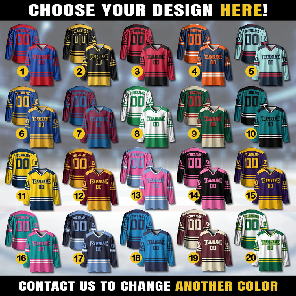 Personalized Team Name Number Logo Jerseys Ice Hockey for Men Women Youth, Custom Sports Uniform for Fans Lover Hockey Shirt Game Day Outfit