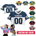 Personalize Pinstripe Cropped Football Jersey for Women Girl, Custom Team Name Number Logo Women Crop Tee Gift for Girlfriend