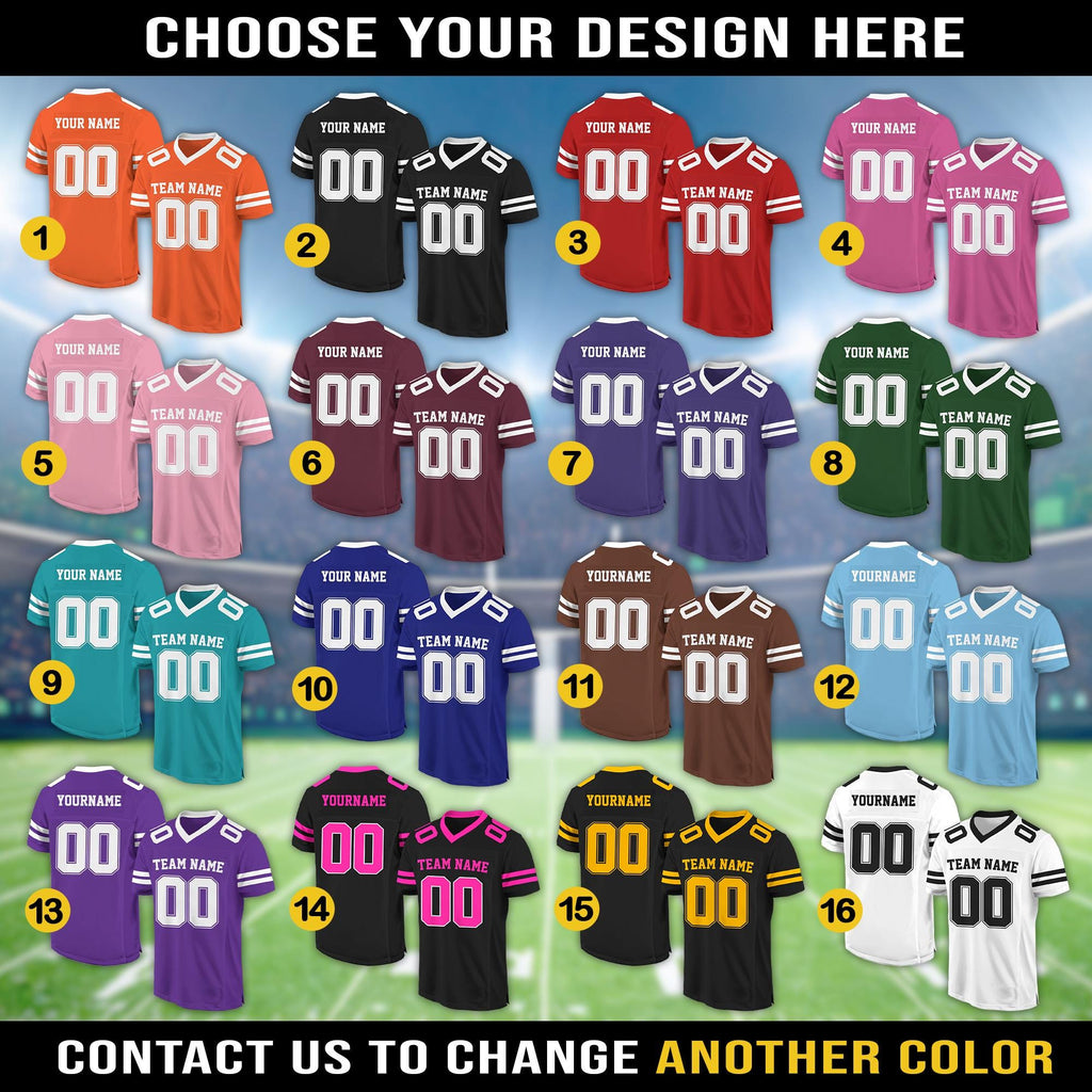 Personalized Team Name & Number Football Jersey Shirt For Adult Kid, Custom Football Jersey Shirt, Game Day Outfit For American Football Fan
