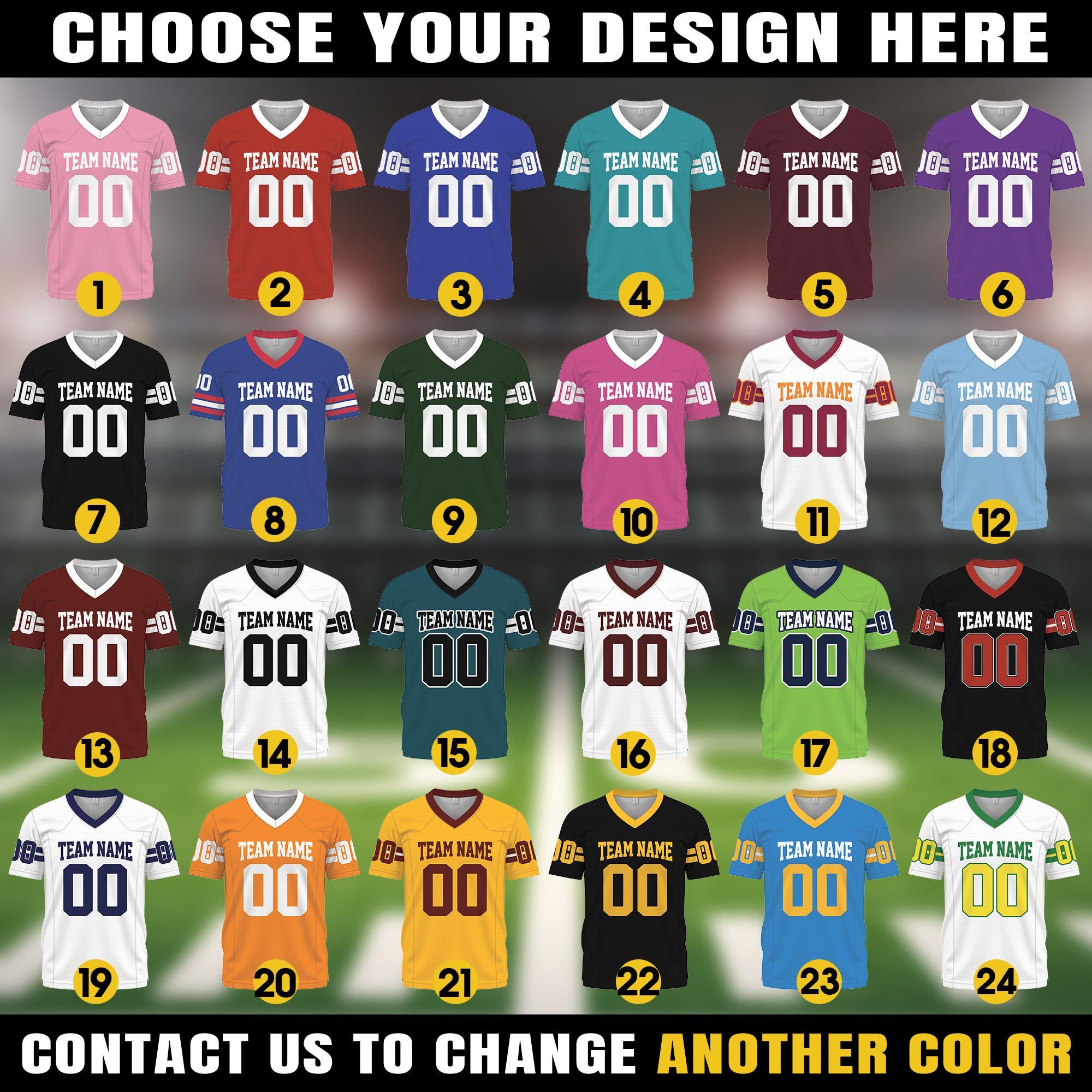 Custom Football Team Shirts with Player Names for Adult Kid, Personalized Football Fan Tee V-neck Family Matching Jersey Gifts for him