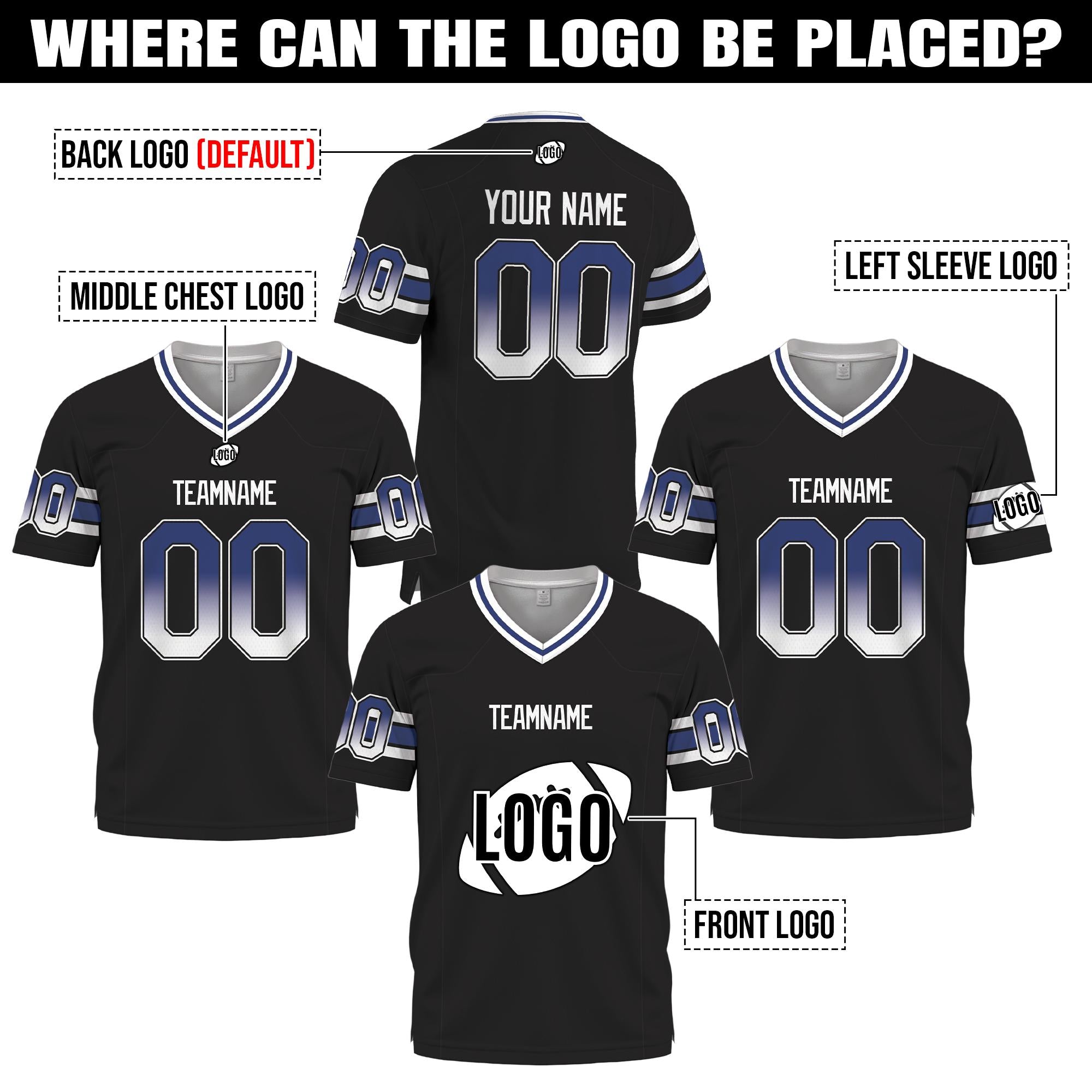 Personalized Gradient Football Jersey for Adult Kids, Customized Team Shirt with Player Name Number, Game Day Outfit Family Matching Jersey