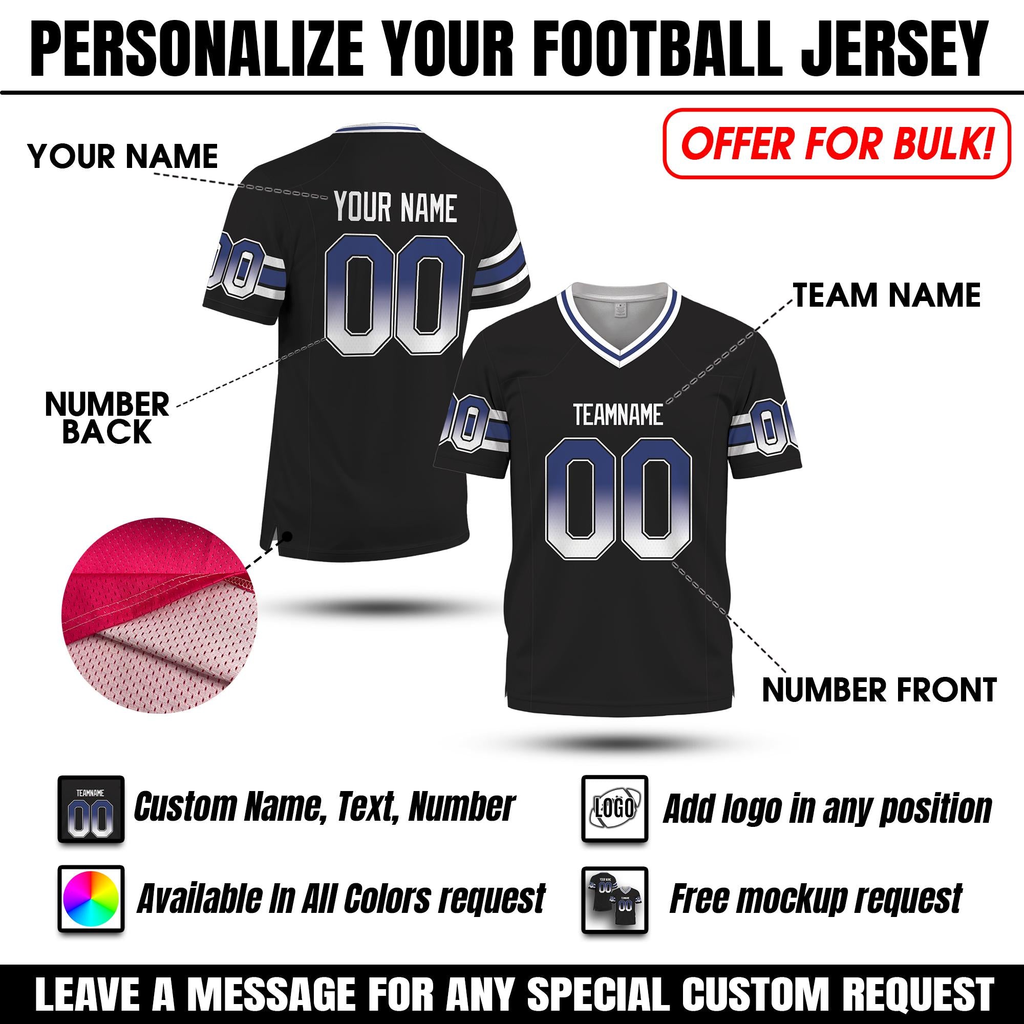 Personalized Gradient Football Jersey for Adult Kids, Customized Team Shirt with Player Name Number, Game Day Outfit Family Matching Jersey