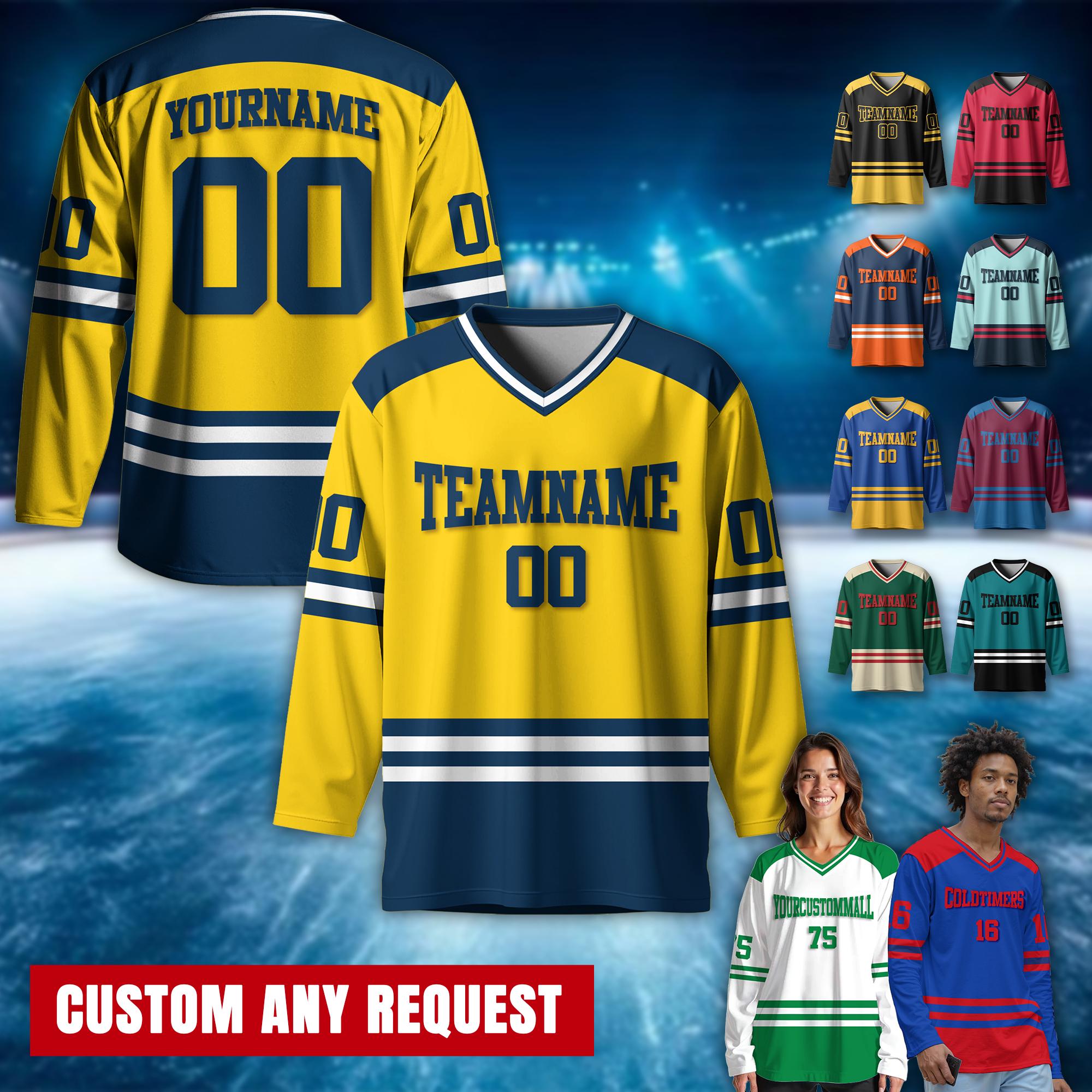 Personalized Team Name Number Men Hockey Jersey, Custom V-Neck Sports Jersey Ice Hockey Shirt Gifts for Couple