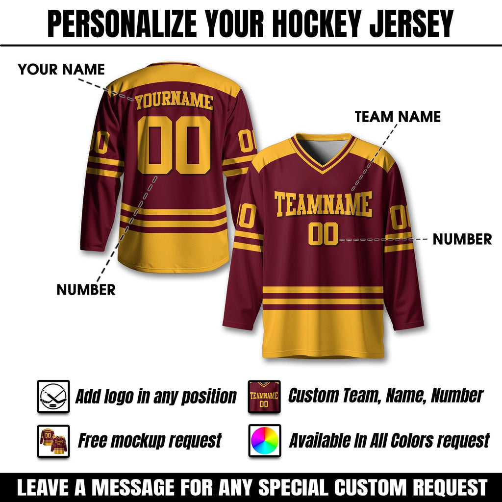 Personalized Team Name Number Logo Jerseys Ice Hockey for Men Women Youth, Custom Sports Uniform for Fans Lover Hockey Shirt Game Day Outfit