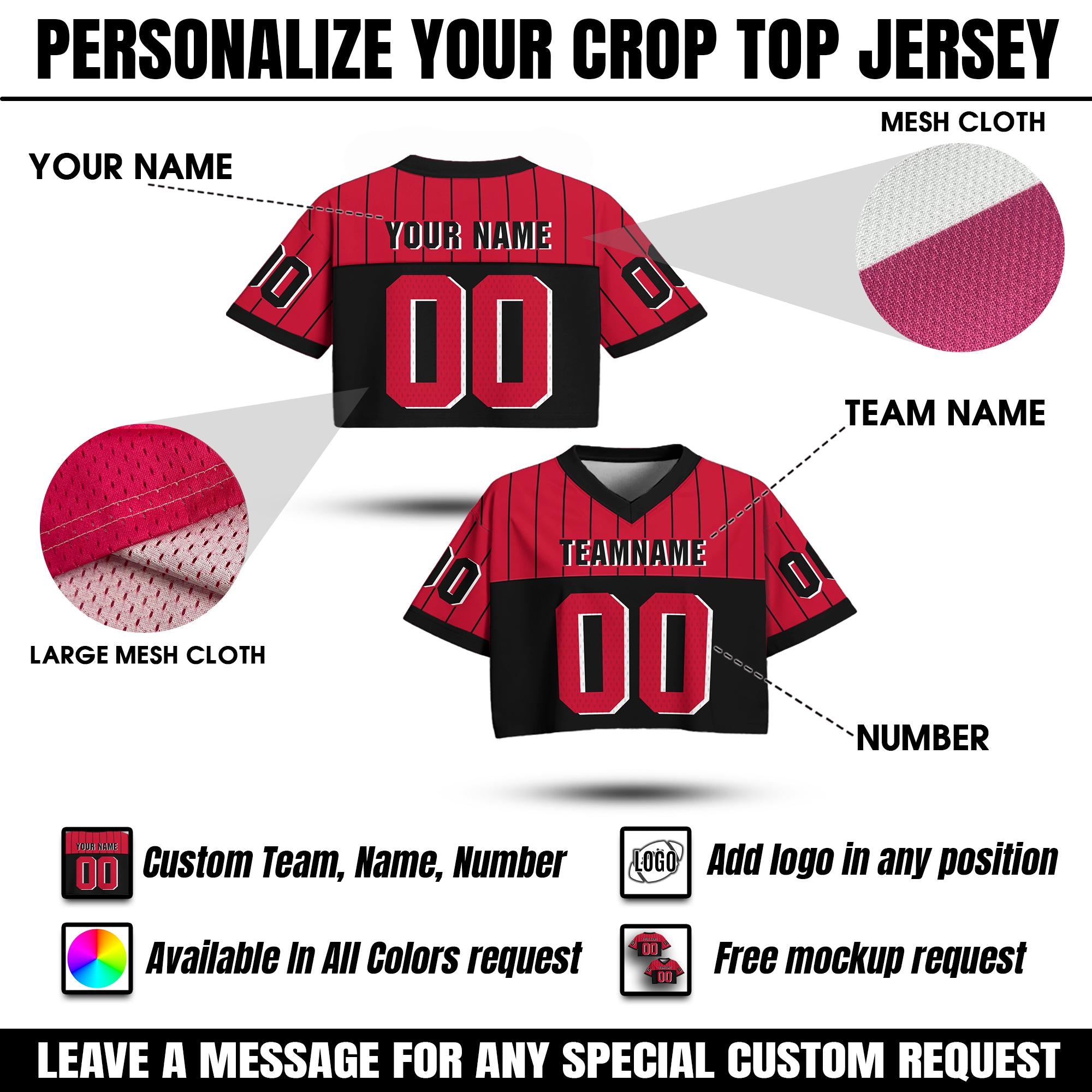 Custom Women's Crop top for Football Lovers, Custom Crop Streetwear Shirt Cheer Jersey, Outfit with Name Number Gift for Girlfriend
