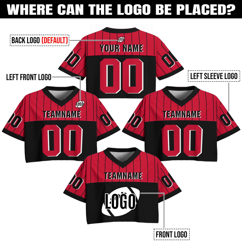Custom Women's Crop top for Football Lovers, Custom Crop Streetwear Shirt Cheer Jersey, Outfit with Name Number Gift for Girlfriend
