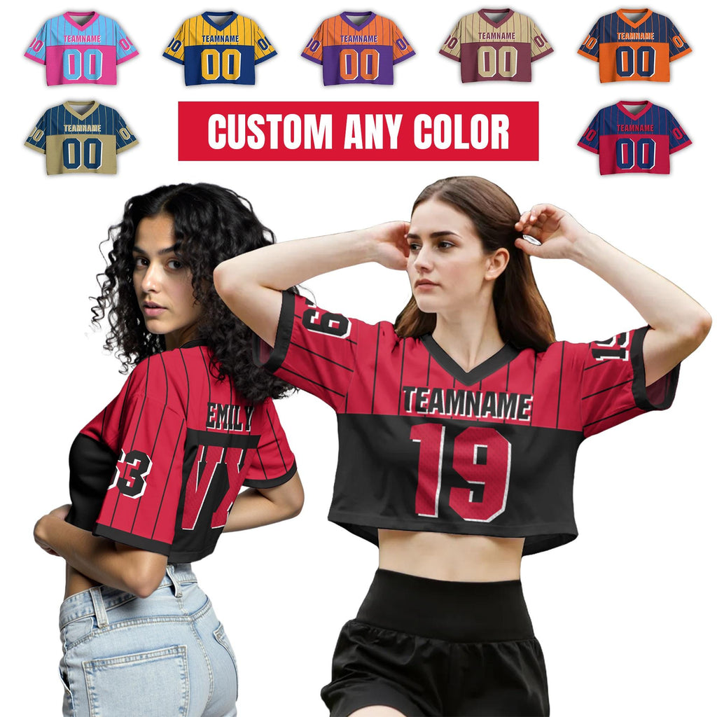 Custom Women's Crop top for Football Lovers, Custom Crop Streetwear Shirt Cheer Jersey, Outfit with Name Number Gift for Girlfriend