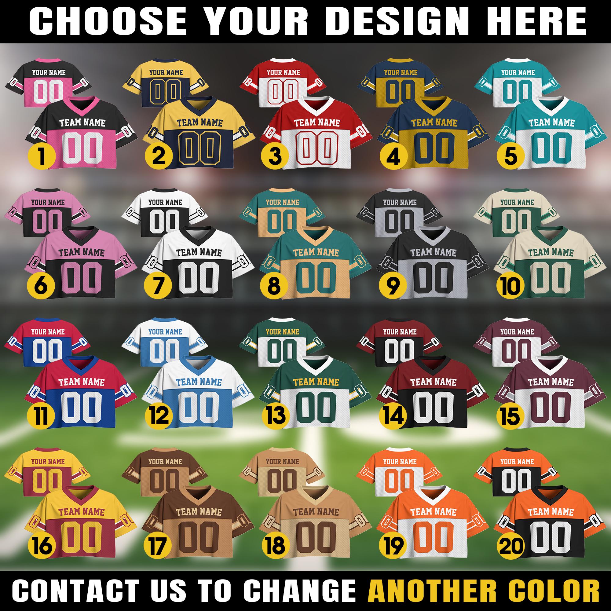 Personalize Cheerleading Uniform Women's Crop Football Jersey, Custom Team Name Number Logo Crop top for Women Sports Croptop Cheer Jersey