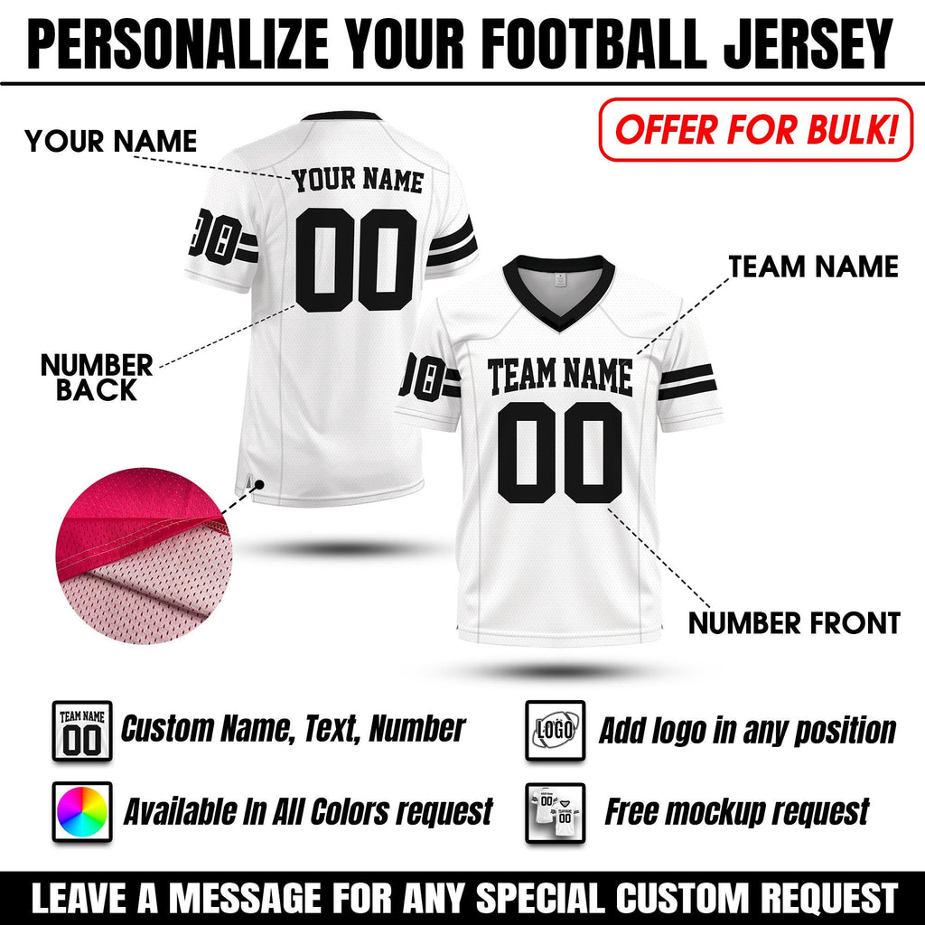 Custom Football Team Shirts with Player Names for Adult Kid, Personalized Football Fan Tee V-neck Family Matching Jersey Gifts for him