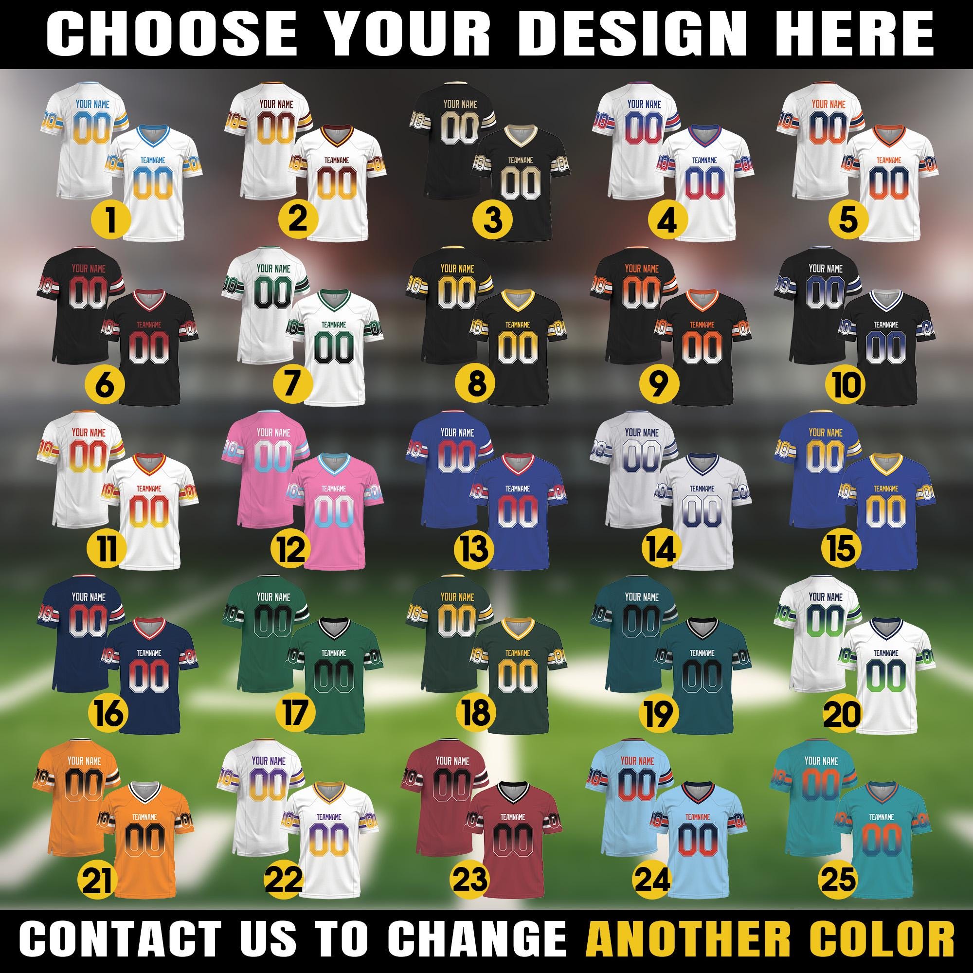 Personalized Gradient Football Jersey Game Day Family Matching Outfit, Customized Team Shirt with Player Name Number, Birthday Gift for him