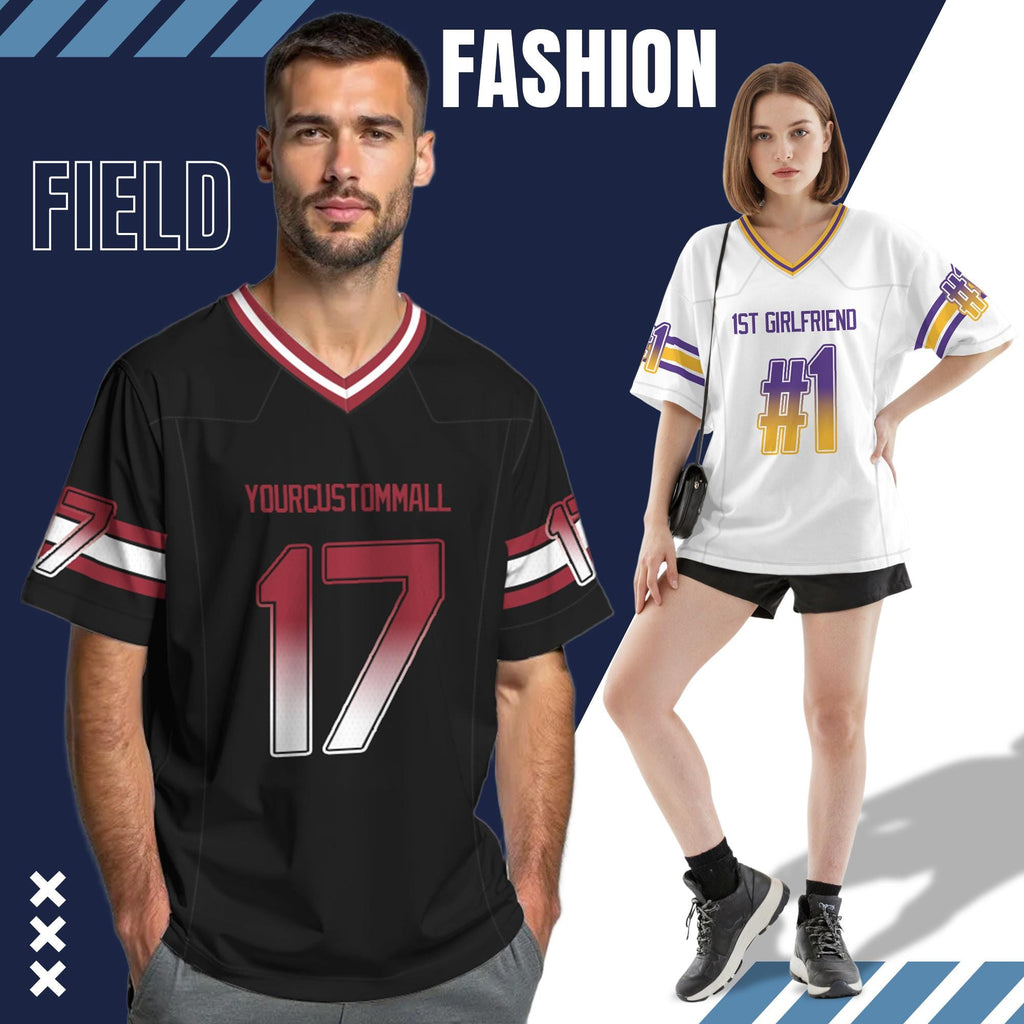 Personalized Gradient Football Jersey Game Day Family Matching Outfit, Customized Team Shirt with Player Name Number, Birthday Gift for him
