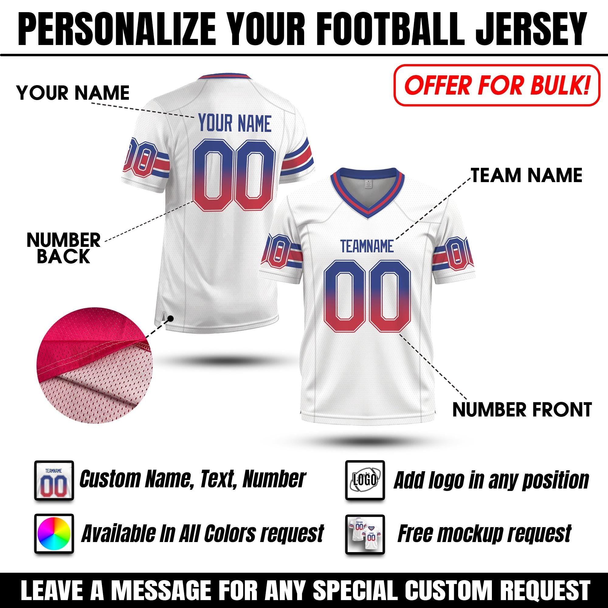 Personalized Gradient Football Jersey with Player Name Number, Customized Team Shirt for Football Lovers, Game Day Outfit Gift for him