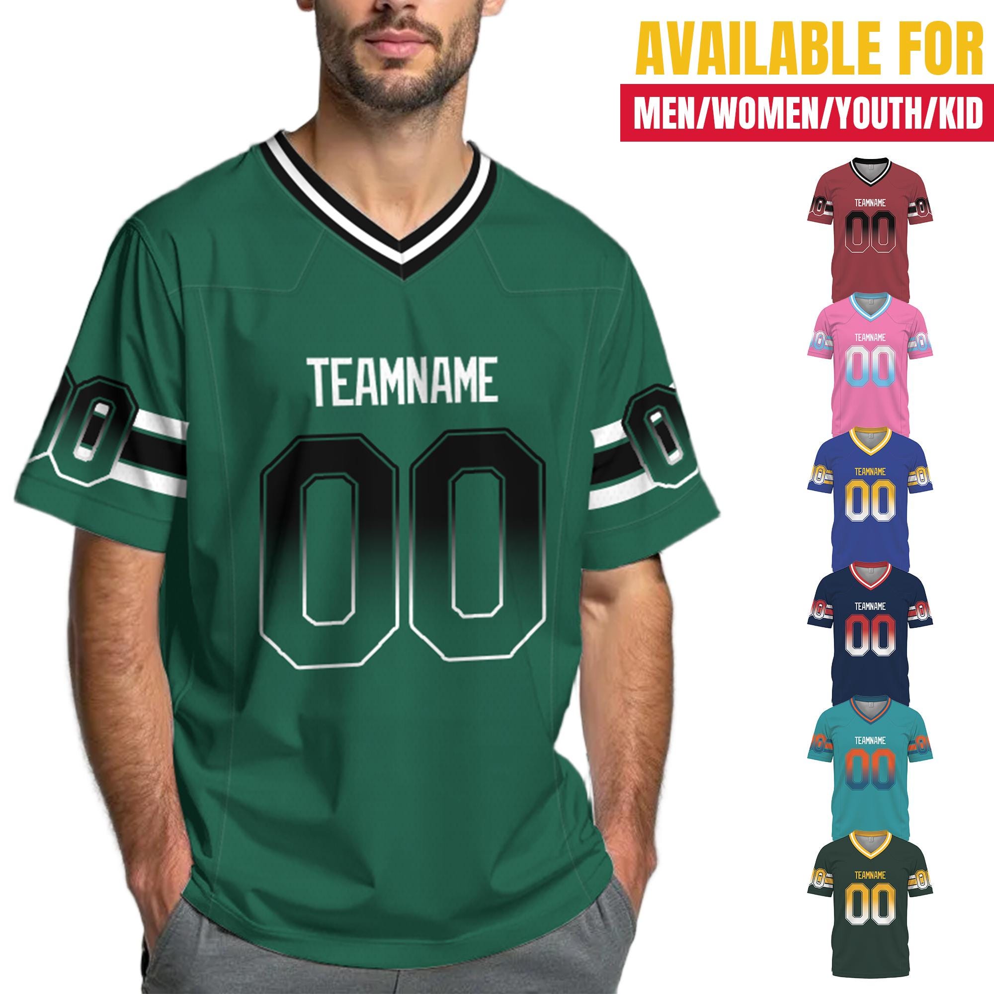 Personalized Gradient Football Jersey Game Day Family Matching Outfit, Customized Team Shirt with Player Name Number, Birthday Gift for him